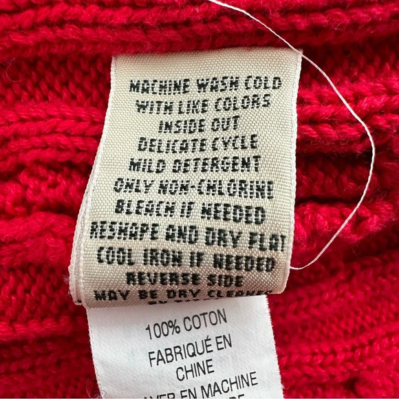 L. L. Bean Red Cable Knit Zip Up Sweater Jacket Women’s Size Small Item 243978 - Picture 7 of 7